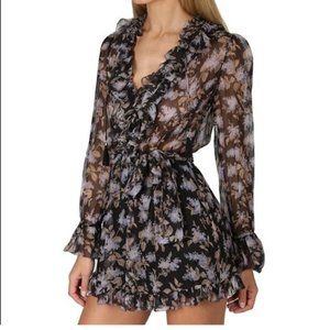 Zimmermann Women's Black Lavendar Stranded Ruffle Playsuit